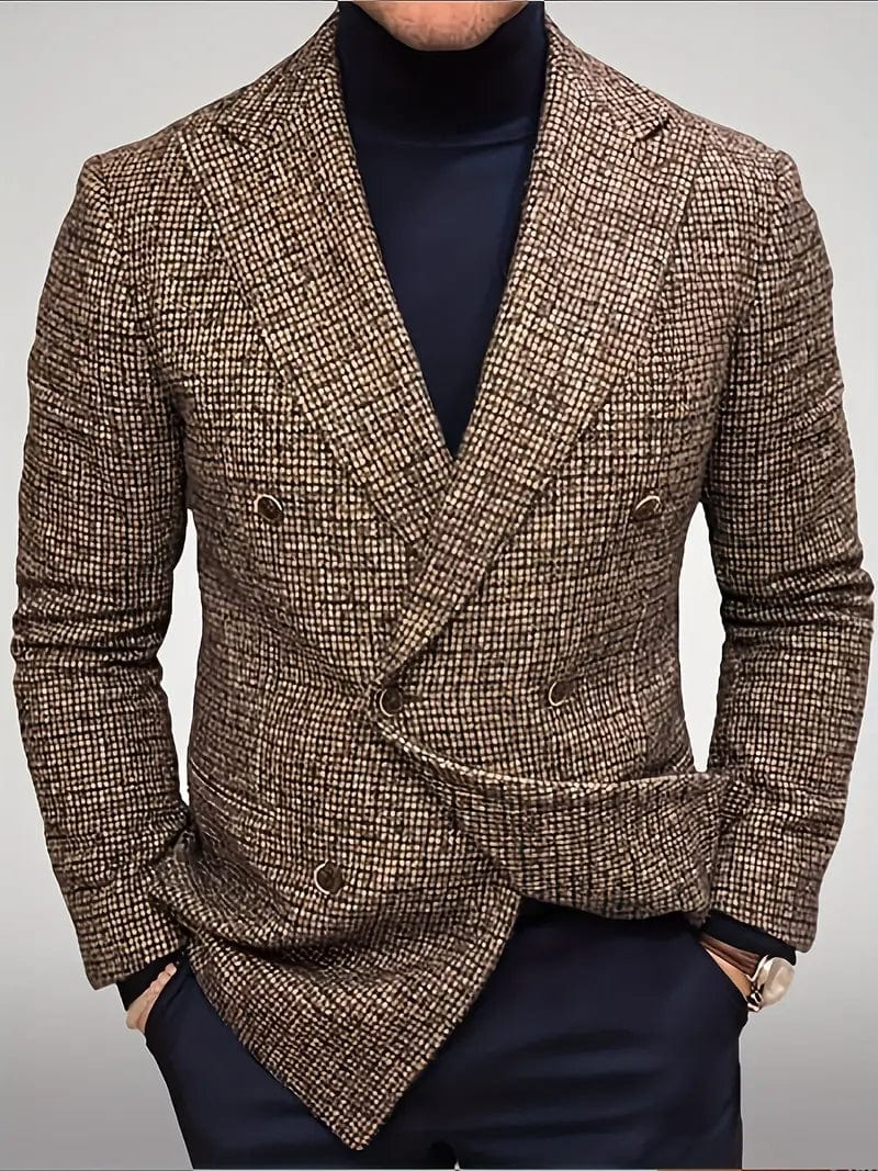 Primadon Blazer Braun / XS Leon | Eleganter Slim Fit Blazer für Herren Scheckmuster
