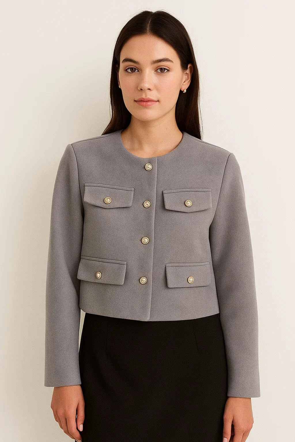 Primadon Blazer Grau / XS Carina eleganter Tweedblazer für Damen tailliert