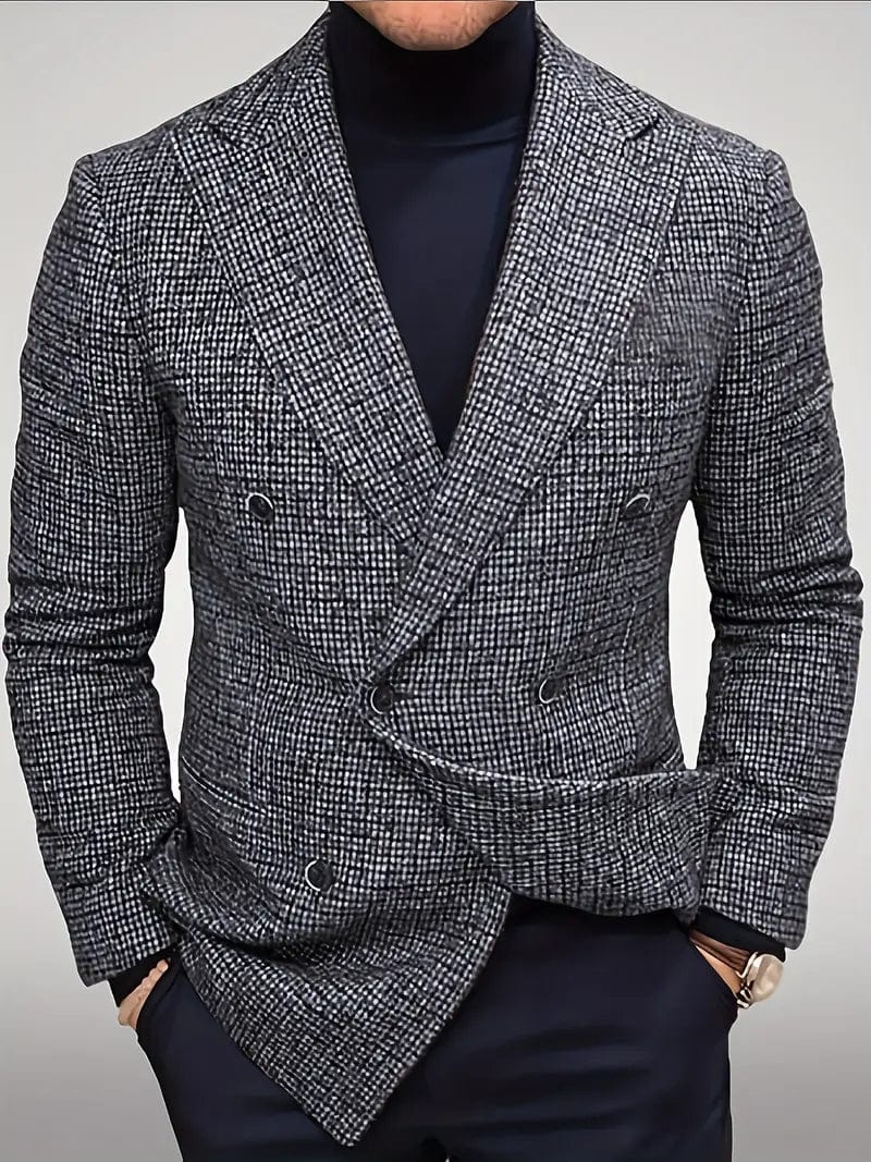 Primadon Blazer Grau / XS Leon | Eleganter Slim Fit Blazer für Herren Scheckmuster