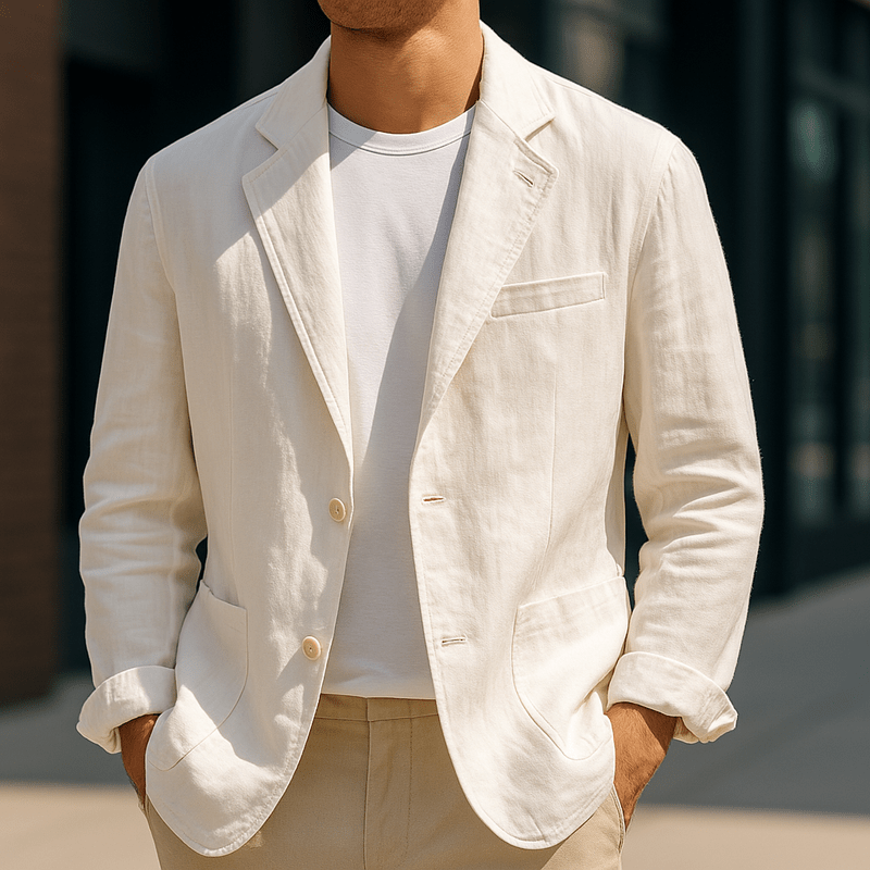 Primadon Blazer Weiß / XS Leon | Eleganter Leinenblazer für Herren Slim Fit