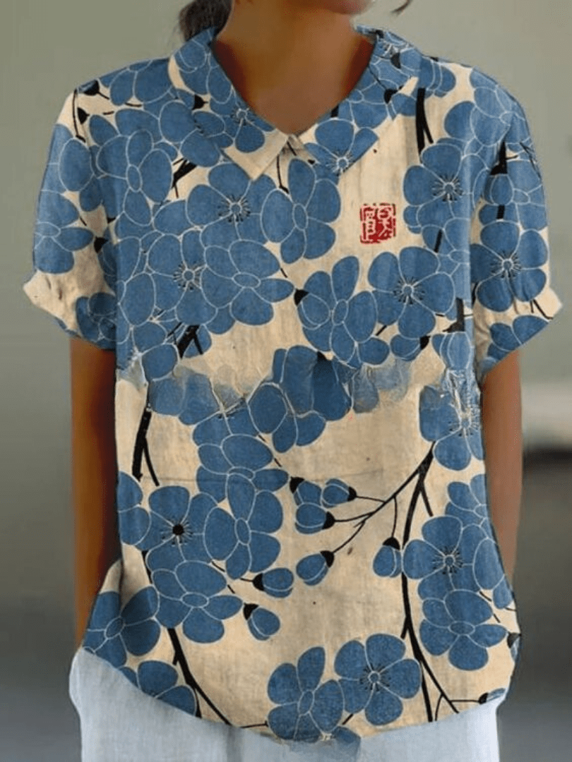 Primadon Blusen Blau / XS Sarina | romantische Bluse für Damen Baumwolle