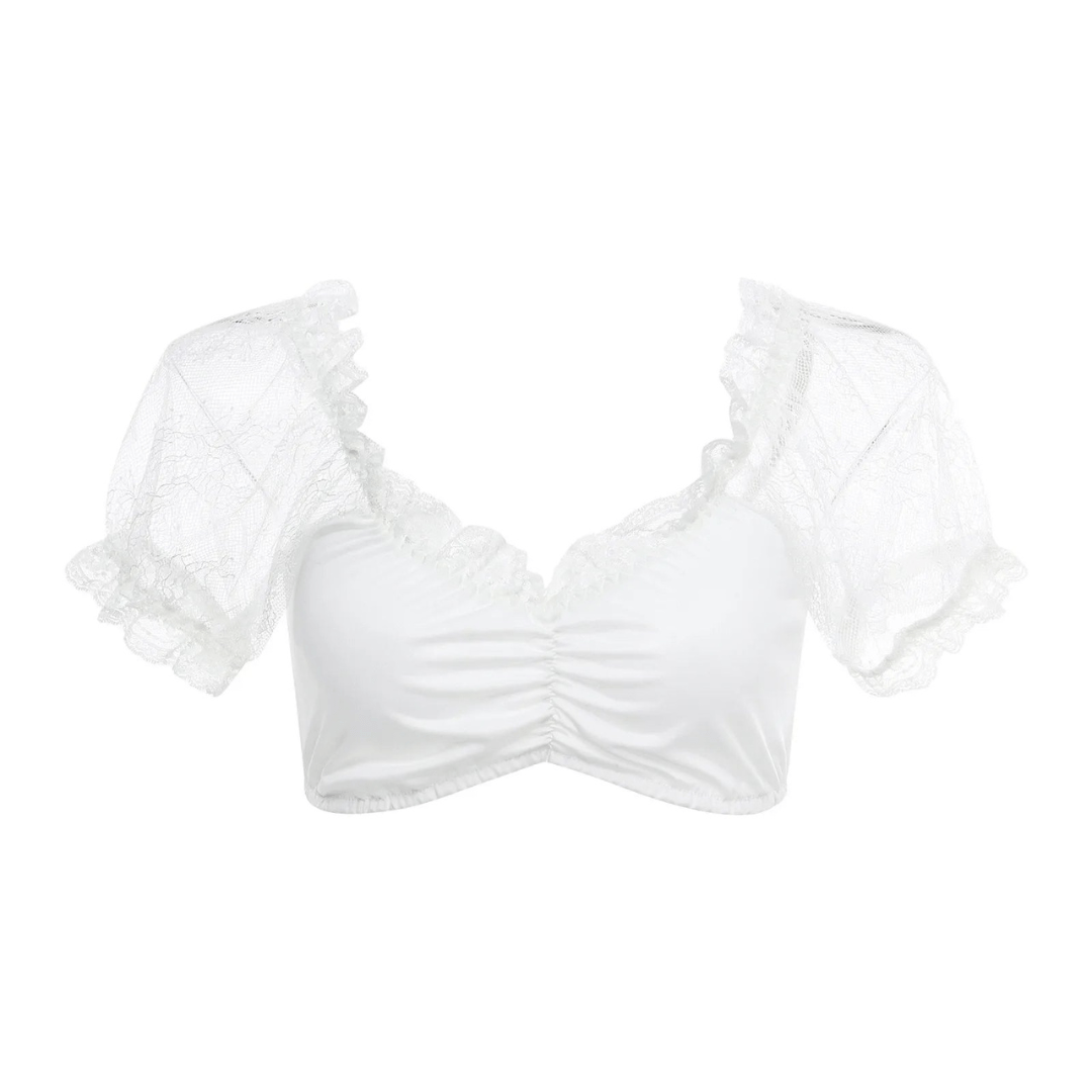 Primadon Blusen Clara | Elegante Dirndlbluse für Damen mit Spitze
