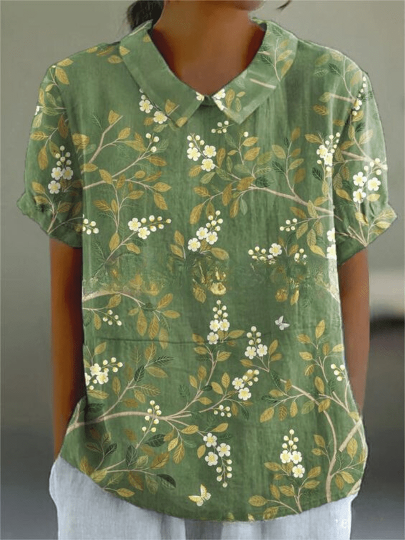 Primadon Blusen Grün 2 / XS Sarina | romantische Bluse für Damen Baumwolle
