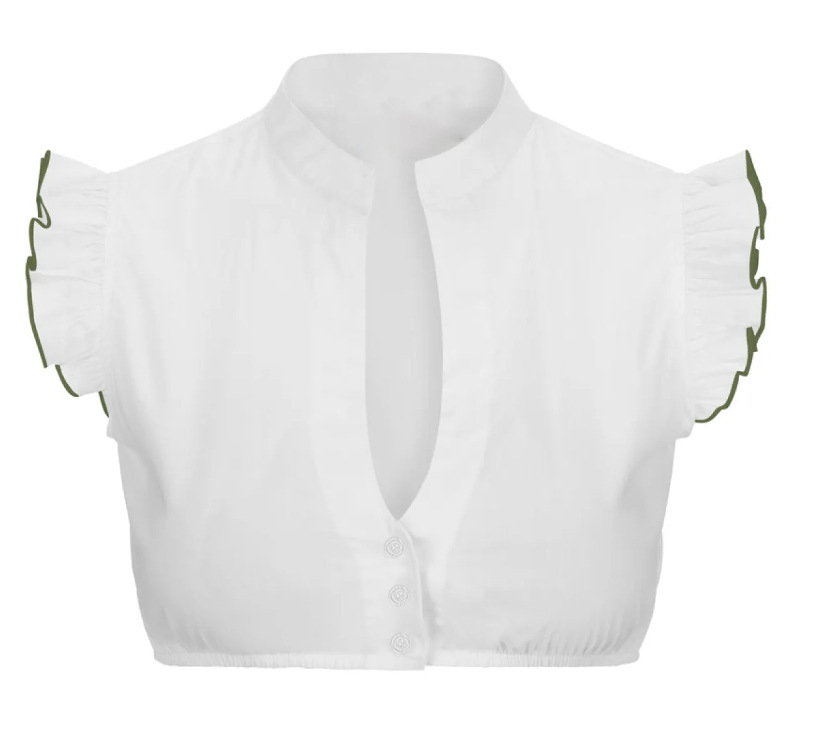 Primadon Blusen Hellgrün / S Anna | Elegante Dirndlbluse für Damen kurzarm hochwertig