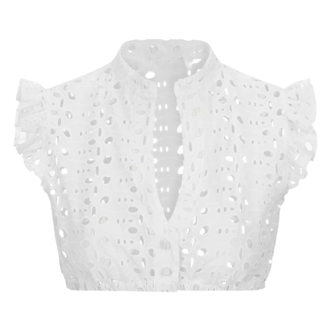 Primadon Blusen Weiß / S Anna | Elegante Dirndlbluse für Damen kurzarm hochwertig