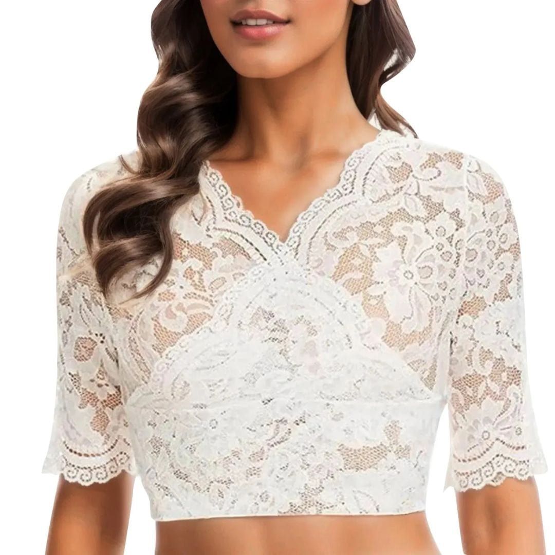 Primadon Blusen Weiß / S Jaqueline | Elegante Bluse für Damen kurzarm festlich