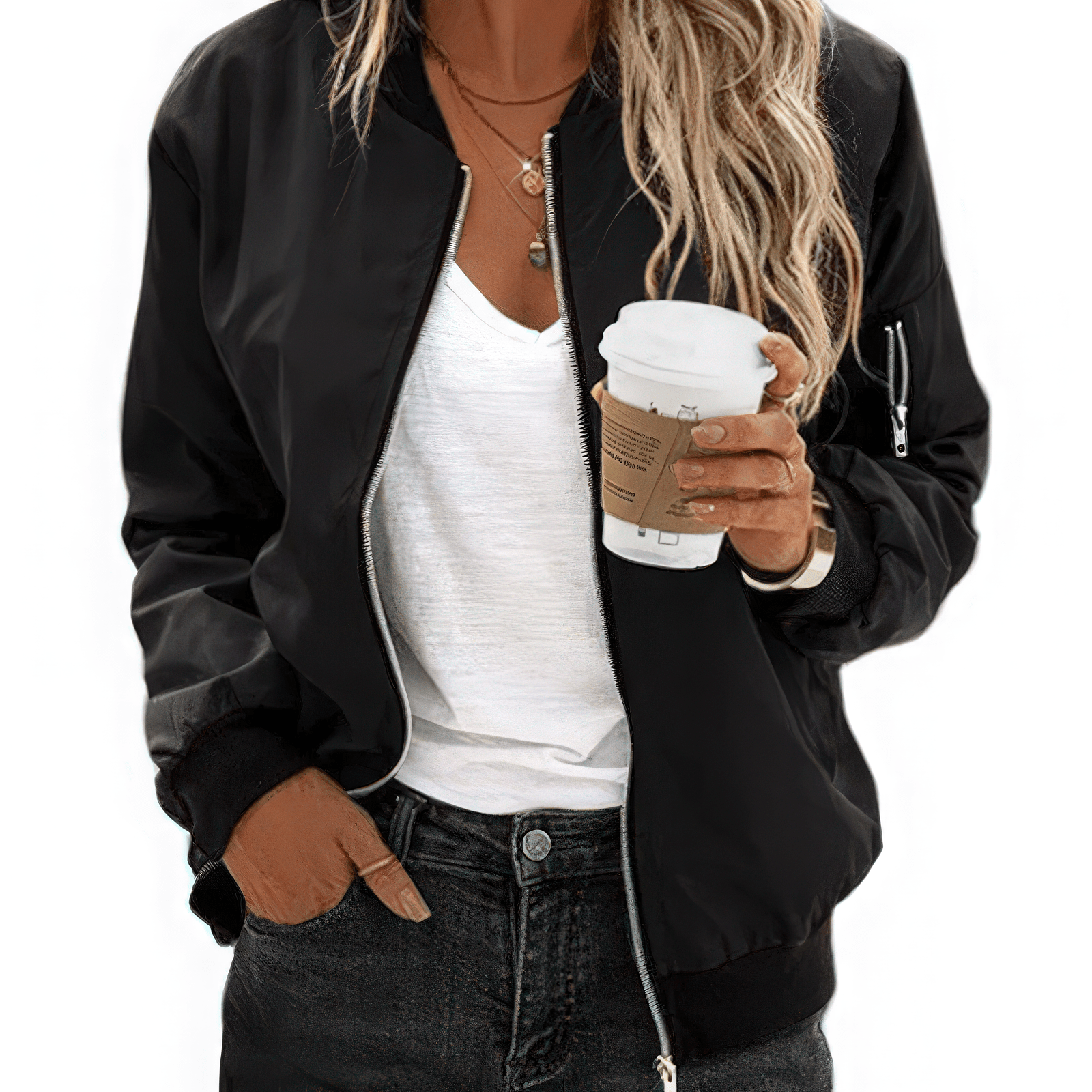 Primadon Bomberjacken Schwarz / XS Swenja | sportliche Bomberjacke für Damen polyester