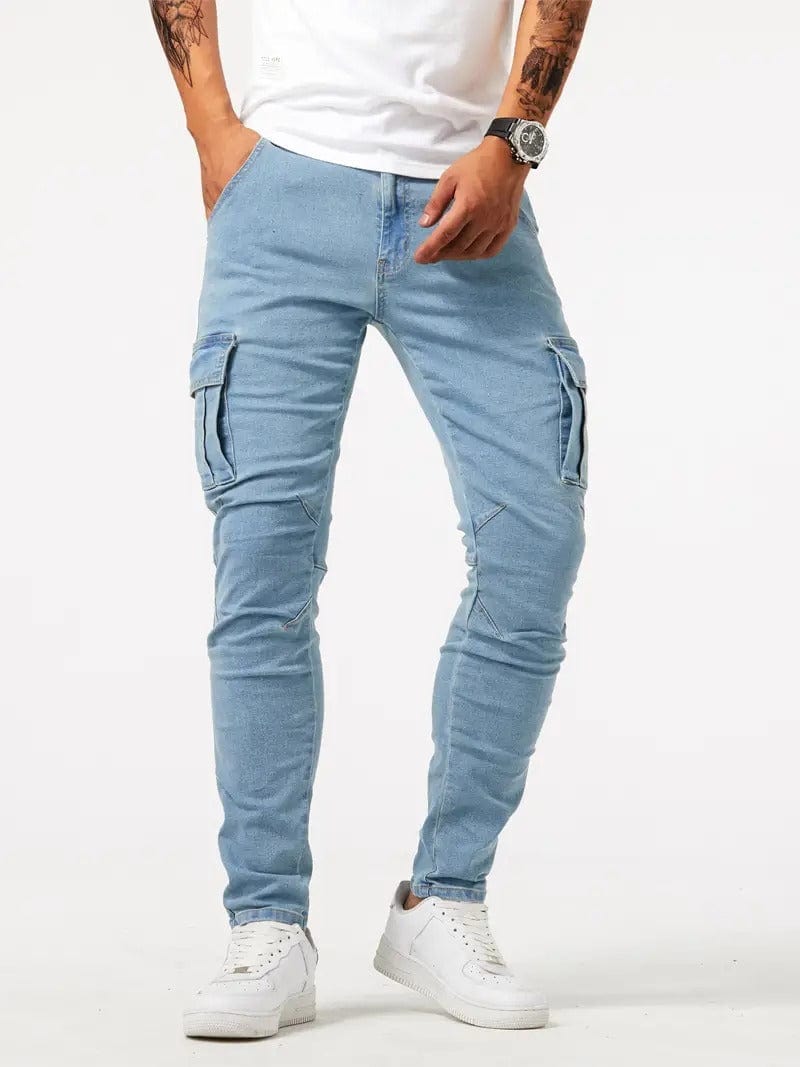 Primadon Cargo-Hosen Blau / S Pablo | Lässige Cargo-Hose für Herren Slim Fit Denim