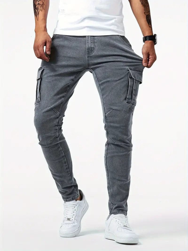 Primadon Cargo-Hosen Grau / S Pablo | Lässige Cargo-Hose für Herren Slim Fit Denim
