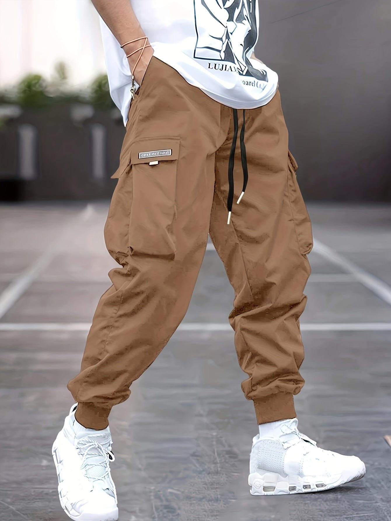 Primadon Cargo-Hosen Khaki / S Tim | Lässige Cargohose für Herren aus Baumwolle Sommer