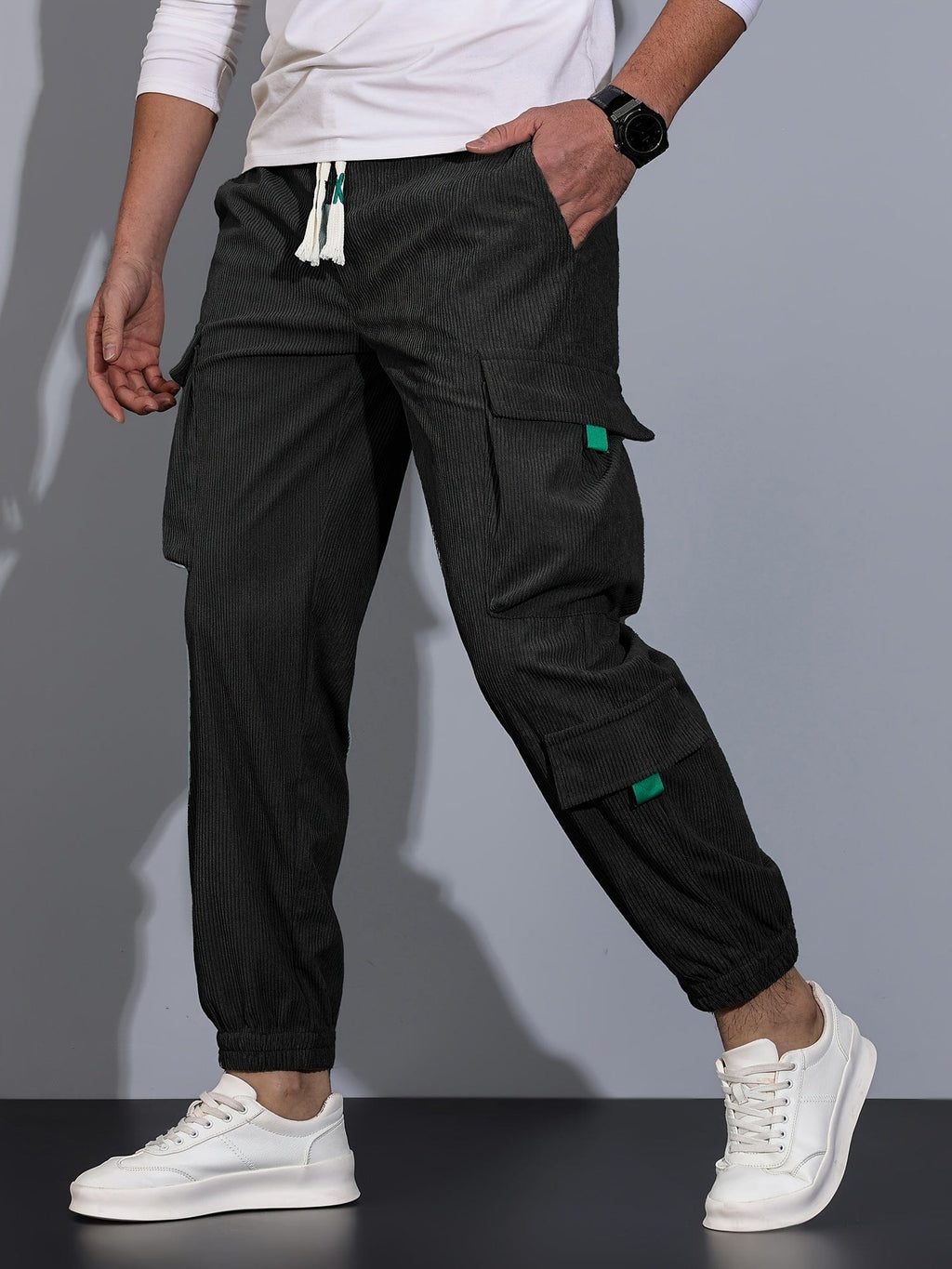 Primadon Cargo-Hosen Schwarz / S Nicolas | Elegante Cargohose Herren in Schwarz atmungsaktiv