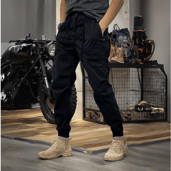 Primadon Cargo-Hosen Schwarz / XS Rasmus | Bequeme Cargohose Herren modern mit Taschen