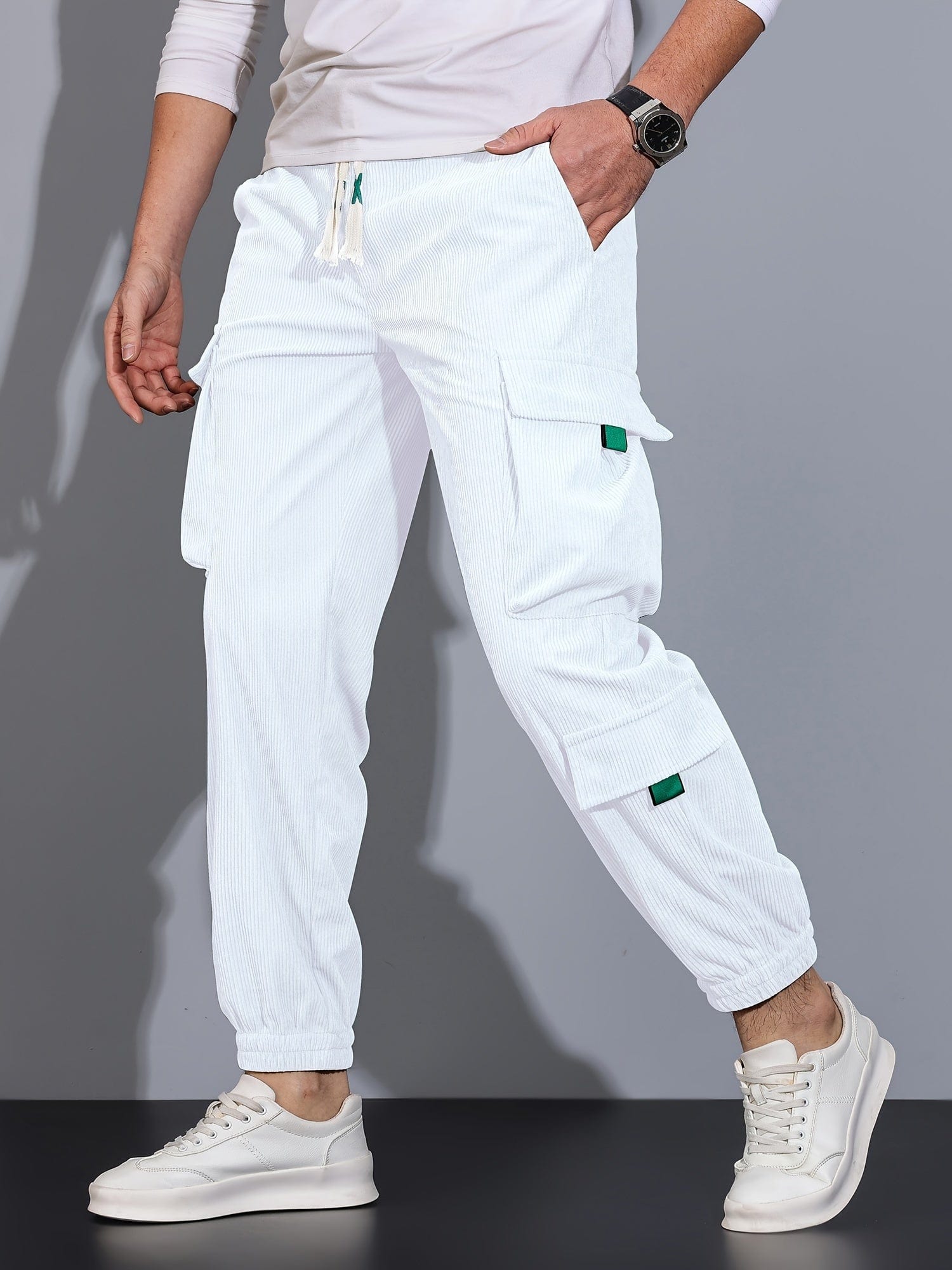 Primadon Cargo-Hosen Weiß / S Nicolas | Elegante Cargohose Herren in Schwarz atmungsaktiv