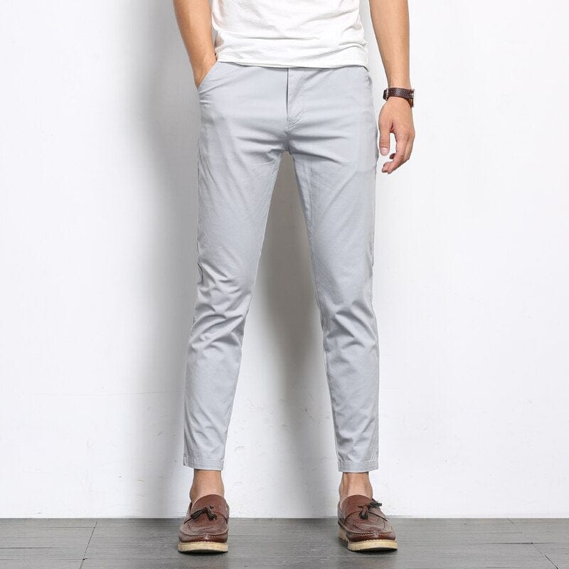 Primadon Chinos Grau / S Alessio | Elegante Chinohose Herren Slim Fit Stretch