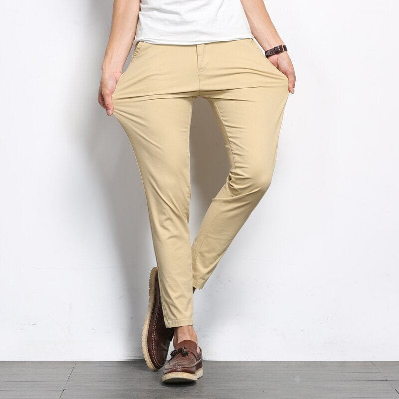 Primadon Chinos Khaki / S Alessio | Elegante Chinohose Herren Slim Fit Stretch