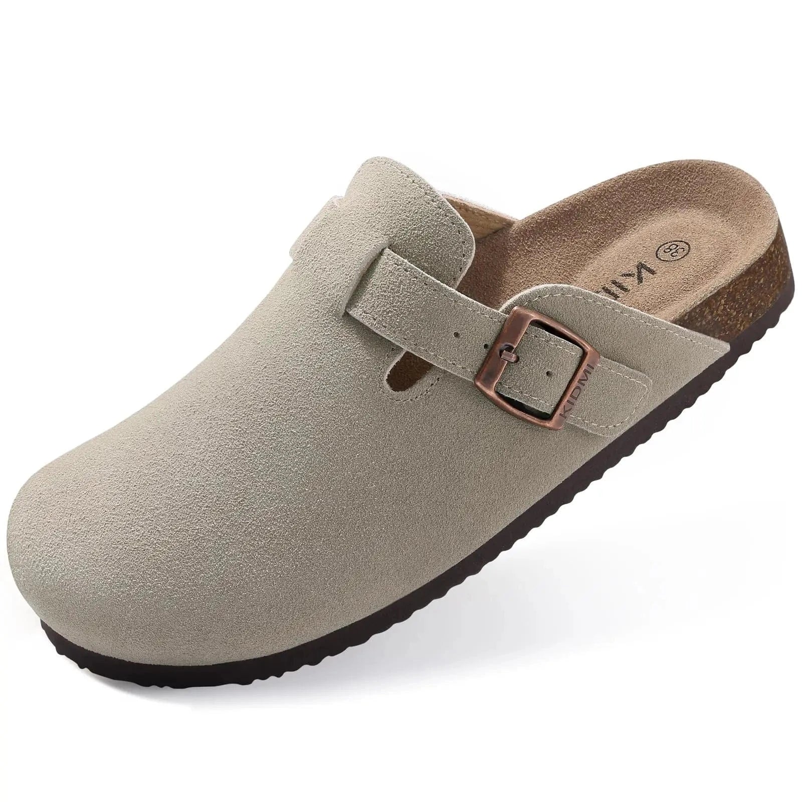 Primadon Clogs Clogs - Grau / 45 Helena | bequeme Wildleder-Clogs für Damen Sommer
