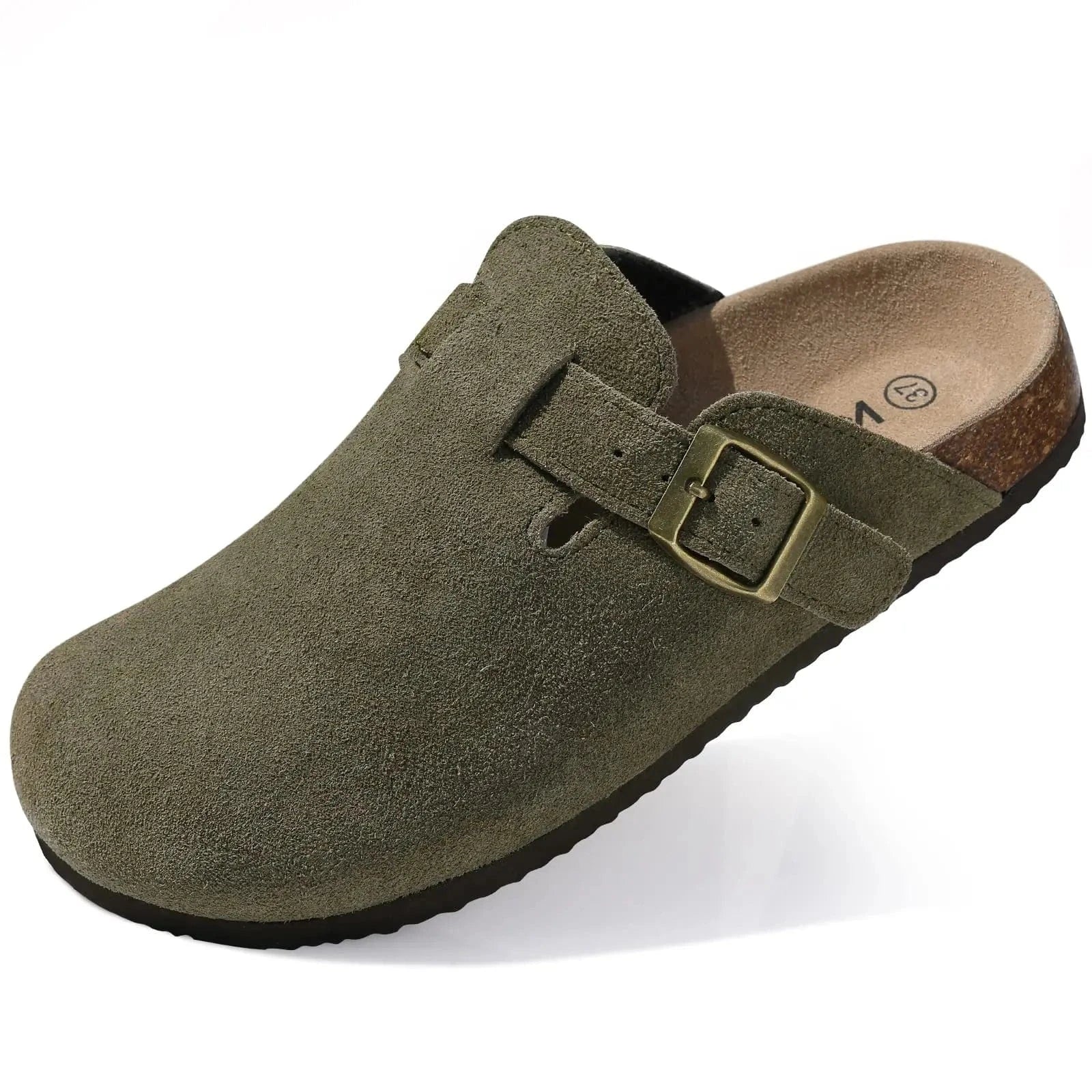 Primadon Clogs Clogs - Grün / 44 Helena | bequeme Wildleder-Clogs für Damen Sommer