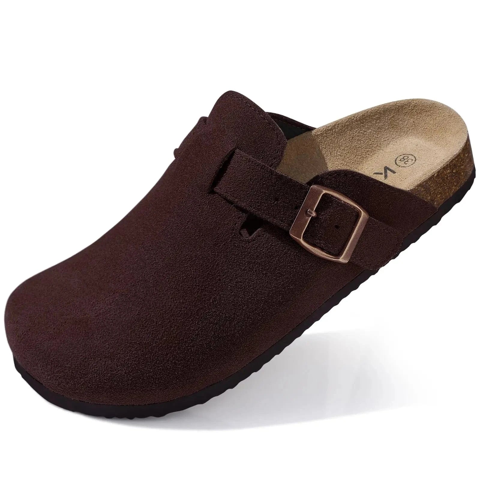 Primadon Clogs Clogs - Kaffee / 41 Helena | bequeme Wildleder-Clogs für Damen Sommer