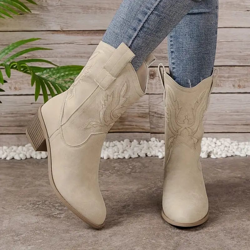 Primadon Cowboystiefel Beige Weiß / 36 Sienna | elegante Cowgirl Stiefel für Damen mit Absatz