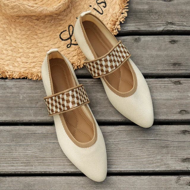 Primadon Damen Ballerinas Beige / 36 Sola | elegante Spitzenschuhe für Damen flach