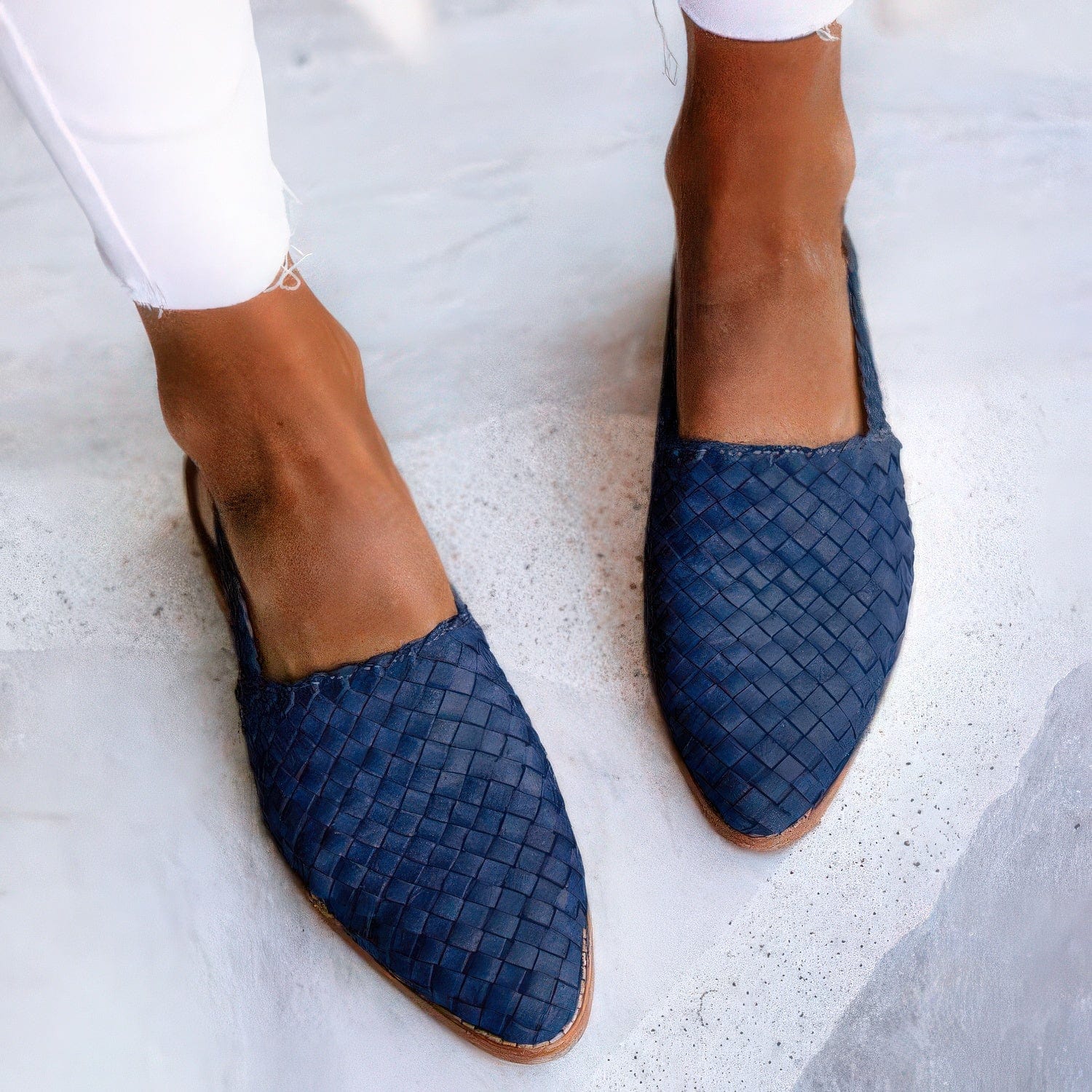 Primadon Damen Ballerinas Blau / 34 Nele | bequeme Slingback-Flats für Damen textil