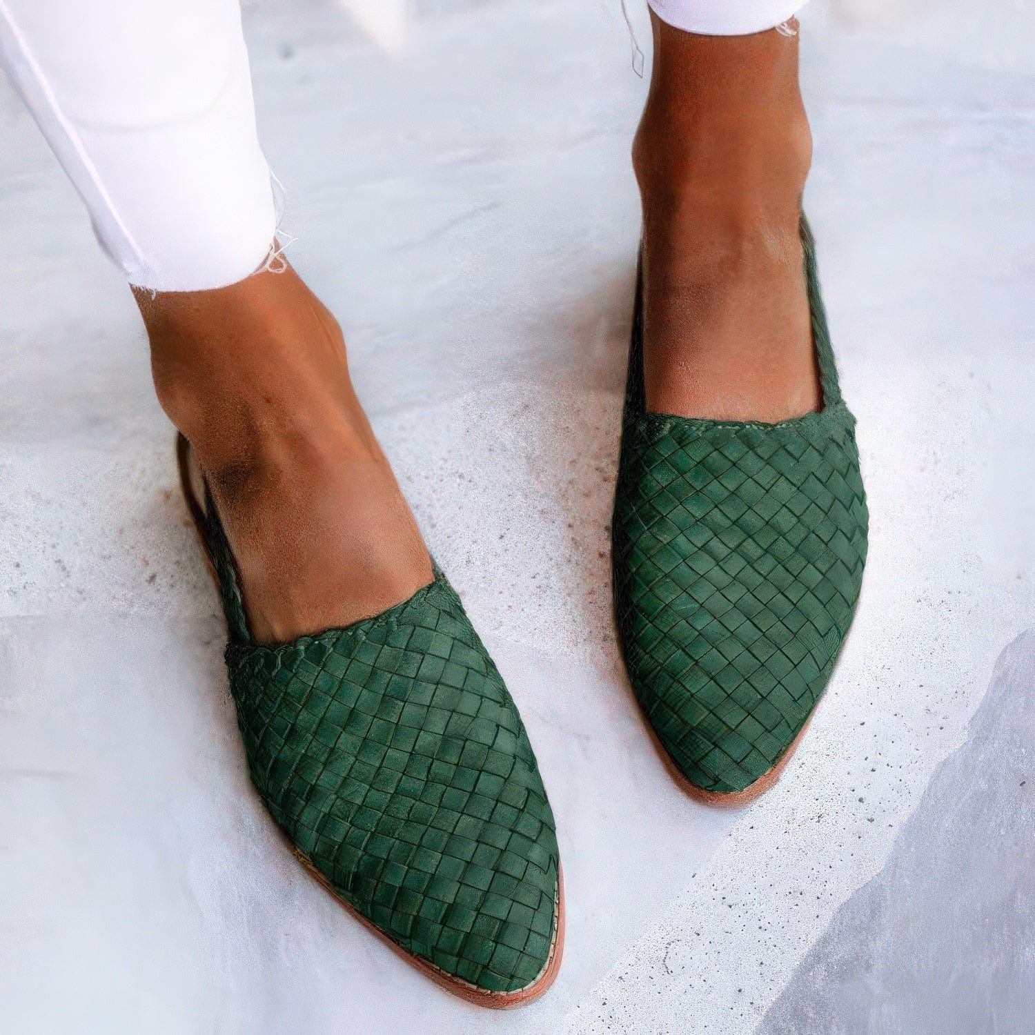 Primadon Damen Ballerinas Grün / 34 Nele | bequeme Slingback-Flats für Damen textil