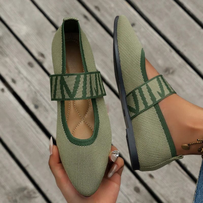Primadon Damen Ballerinas Olivgrün / 36 Sola | elegante Spitzenschuhe für Damen flach