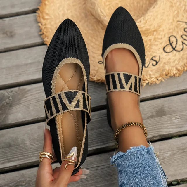 Primadon Damen Ballerinas Schwarz / 36 Sola | elegante Spitzenschuhe für Damen flach