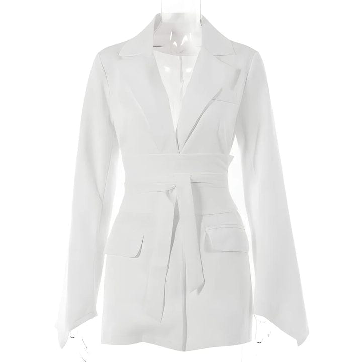 Primadon Damen Blazer Eleganter Blazer für Damen mit Gürtel tailliert vielseitig