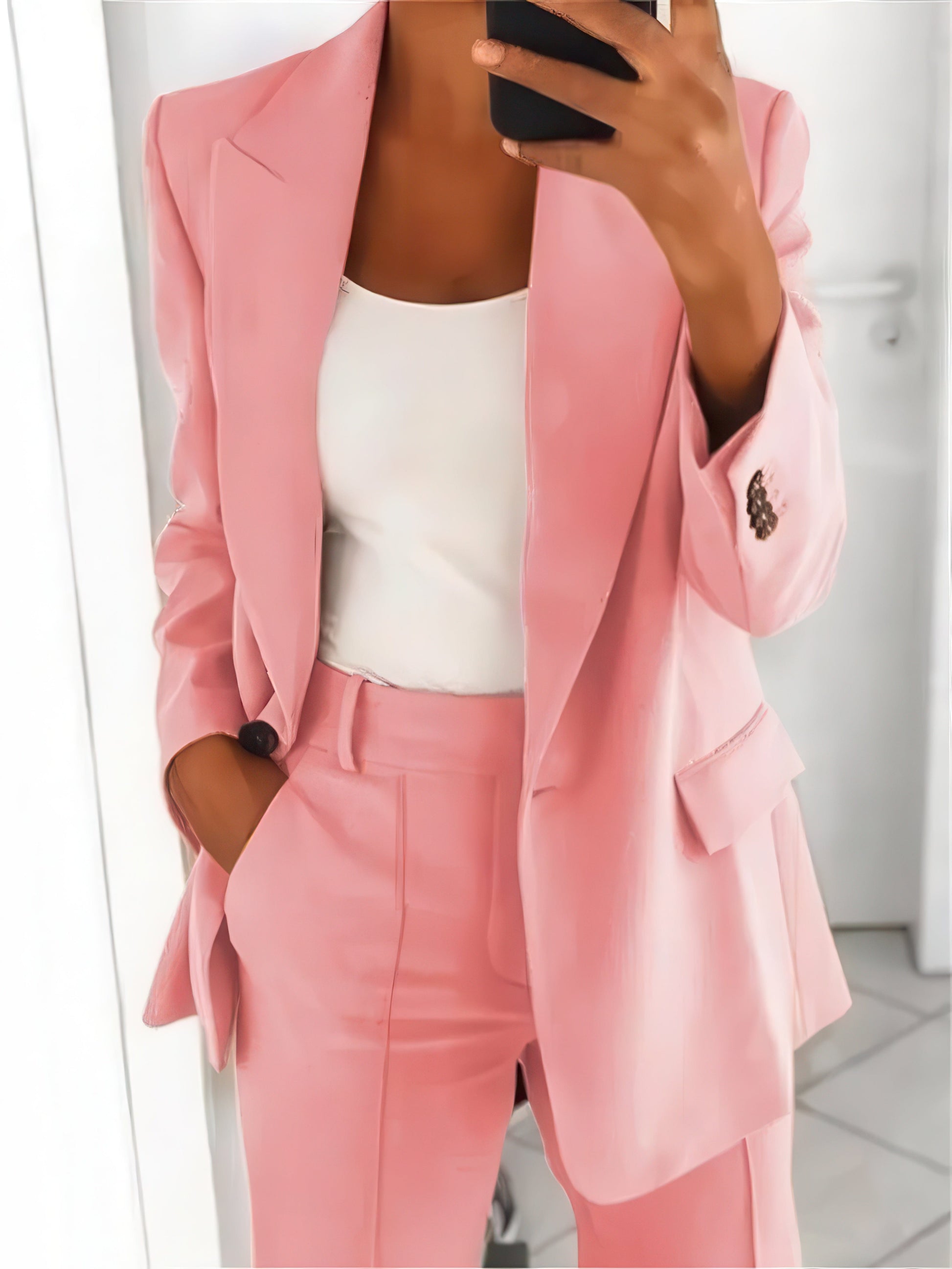 Primadon Damen Businesskleidung Rosa / S Inès | figurbetonter Anzug für Damen Büro