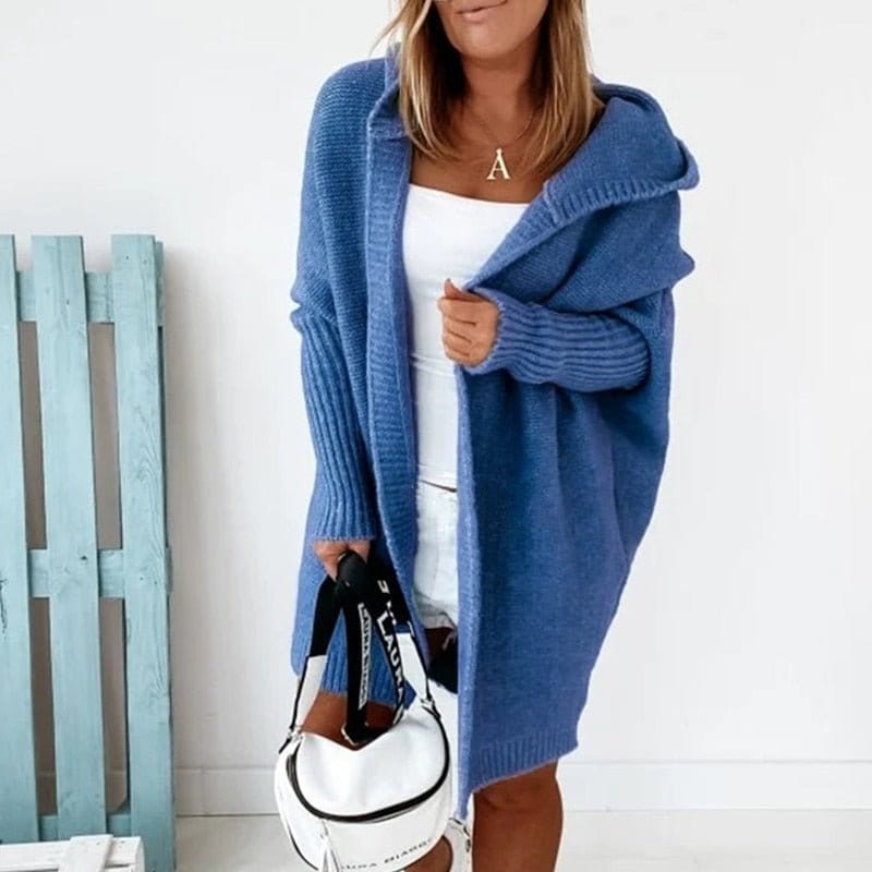 Primadon Damen Cardigans Blau / S Luna Damen Strickjacke | Weicher Stoff, Übergröße, Trendiges Design