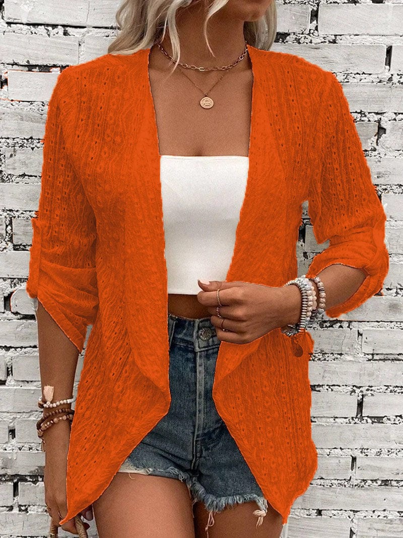 Primadon Damen Cardigans Orange / S Luftiger Cardigan für Damen lässig aus Baumwoll-Acryl-Mischung Sommer trendy
