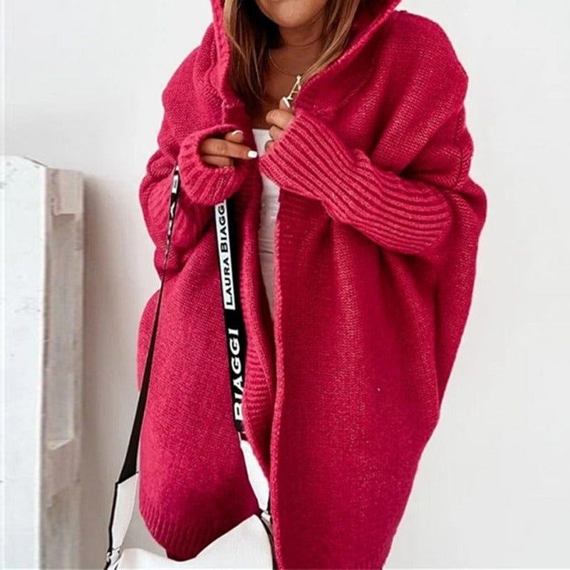 Primadon Damen Cardigans Rot / S Luna Damen Strickjacke | Weicher Stoff, Übergröße, Trendiges Design
