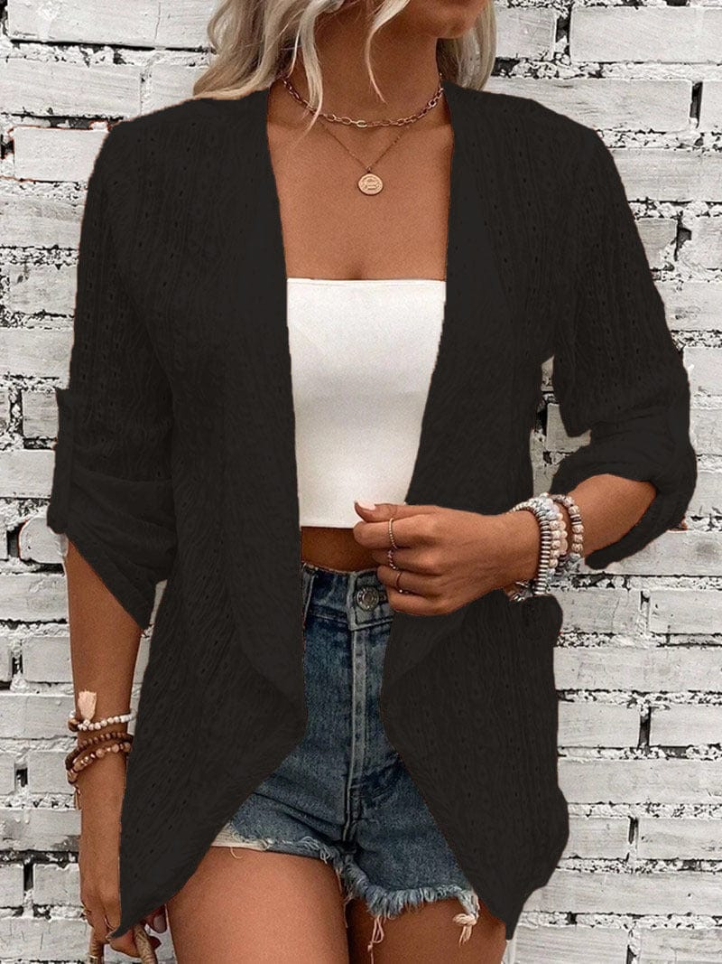 Primadon Damen Cardigans Schwarz / S Luftiger Cardigan für Damen lässig aus Baumwoll-Acryl-Mischung Sommer trendy