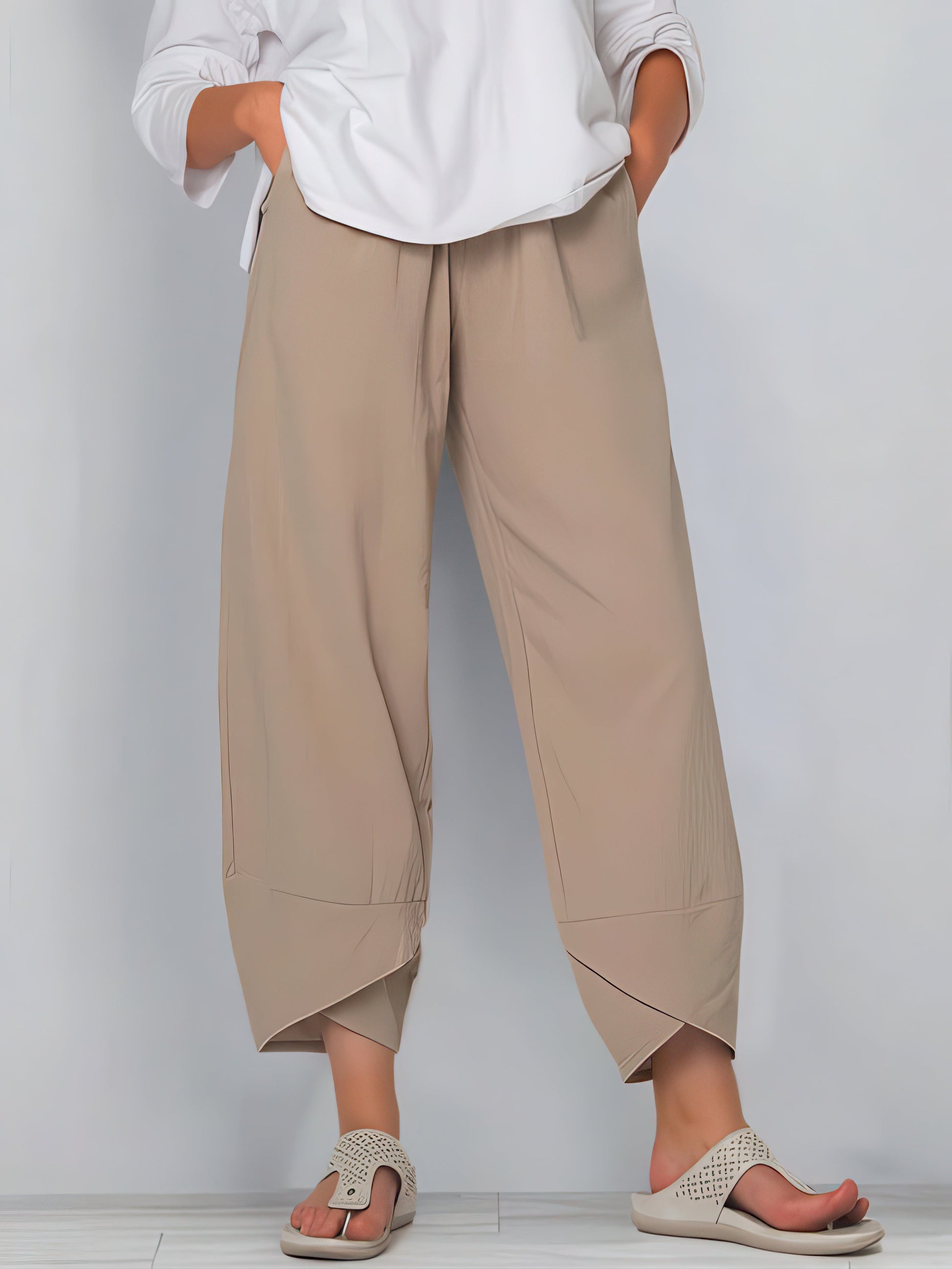 Primadon Damen Cropped-Hosen Khaki / S Élise | atmungsaktive Cropped-Hose für Damen Sommer