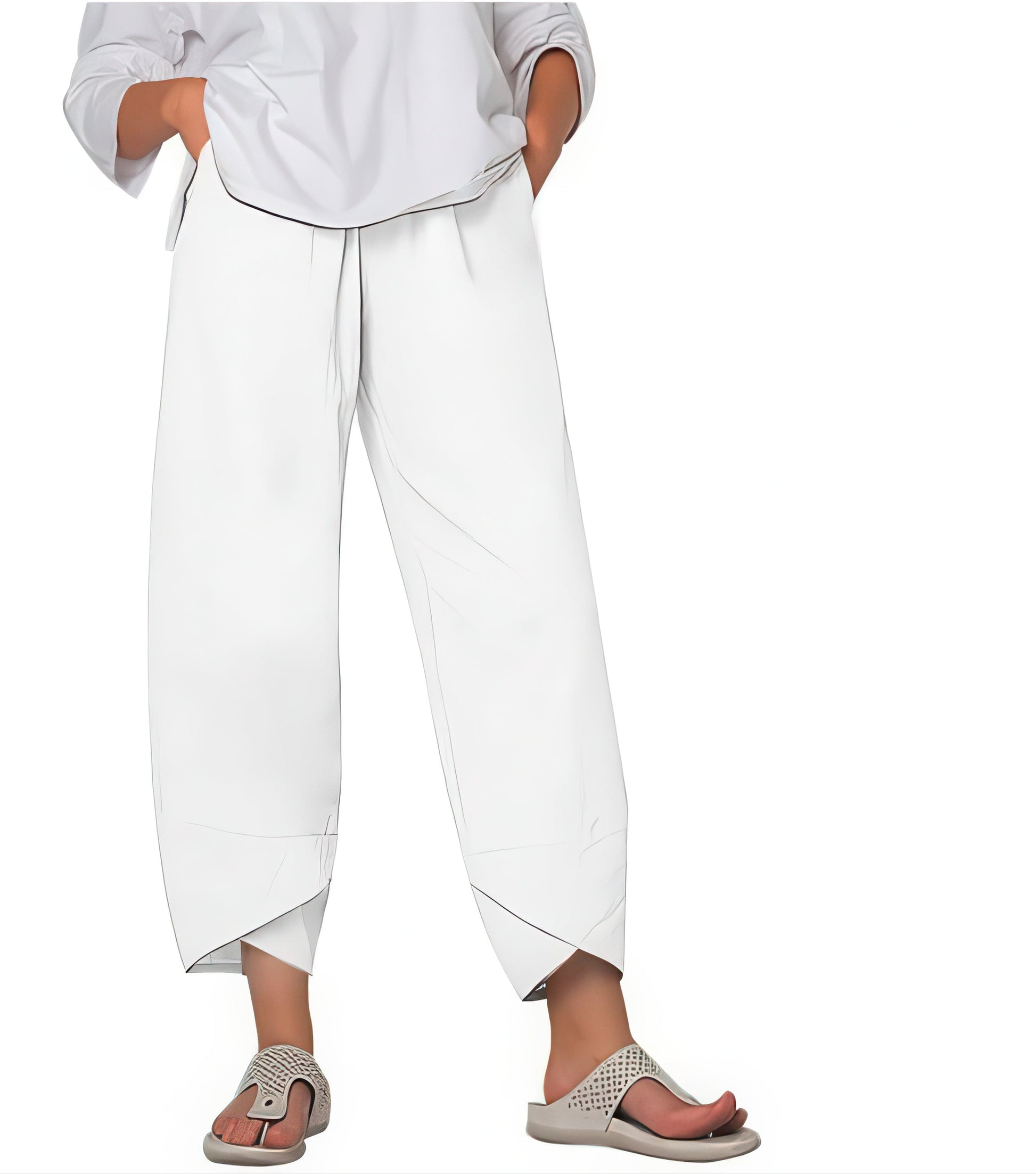 Primadon Damen Cropped-Hosen Weiß / S Élise | atmungsaktive Cropped-Hose für Damen Sommer