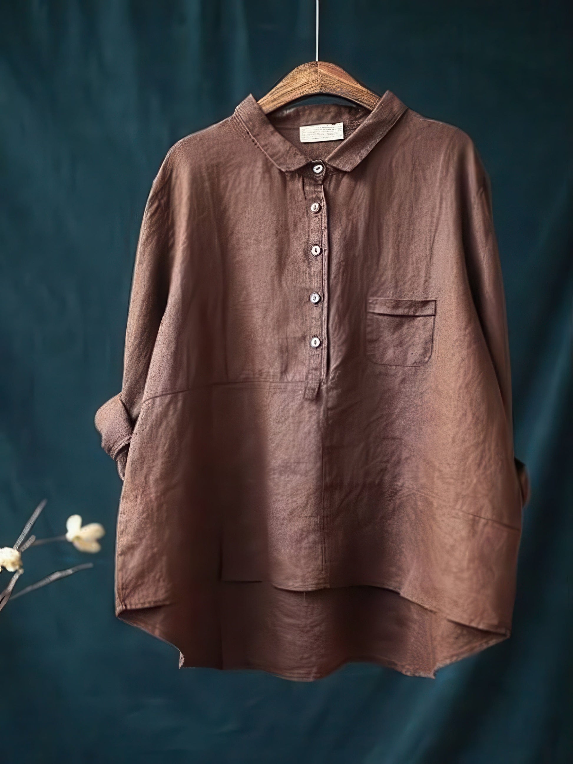 Primadon Damen Langarmshirts Braun / M Sophie elegantes Langarmshirt für Damen Reverskragen