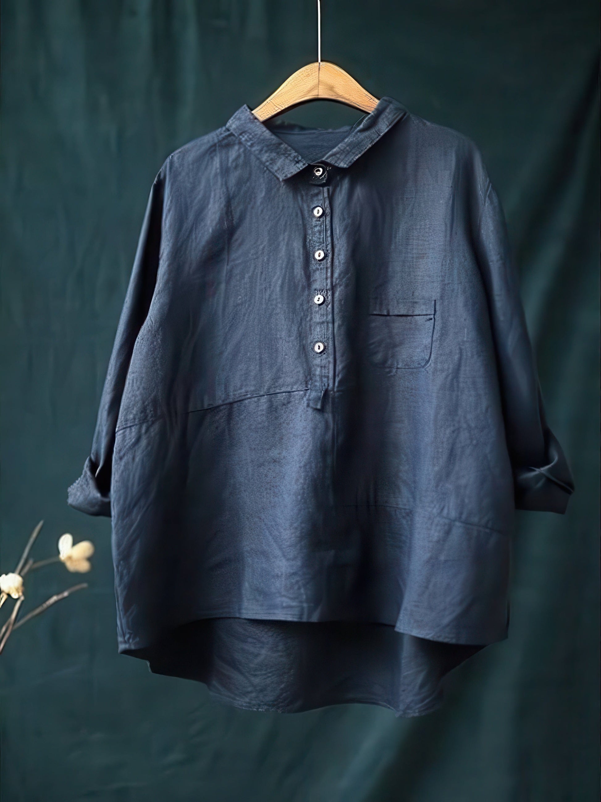 Primadon Damen Langarmshirts Marineblau / M Sophie elegantes Langarmshirt für Damen Reverskragen