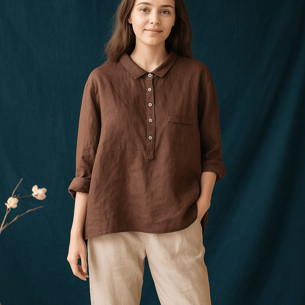 Primadon Damen Langarmshirts Sophie elegantes Langarmshirt für Damen Reverskragen