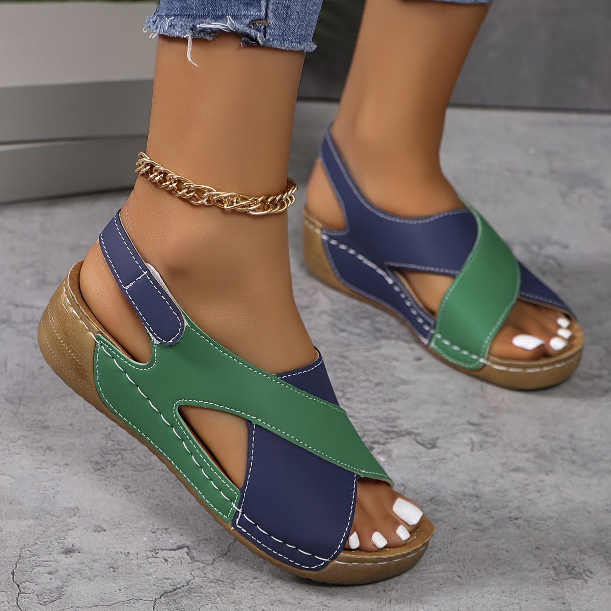 Primadon Damen Sandalen Grün / 36 Tilda | orthopädische Keilsandalen für Damen komfort