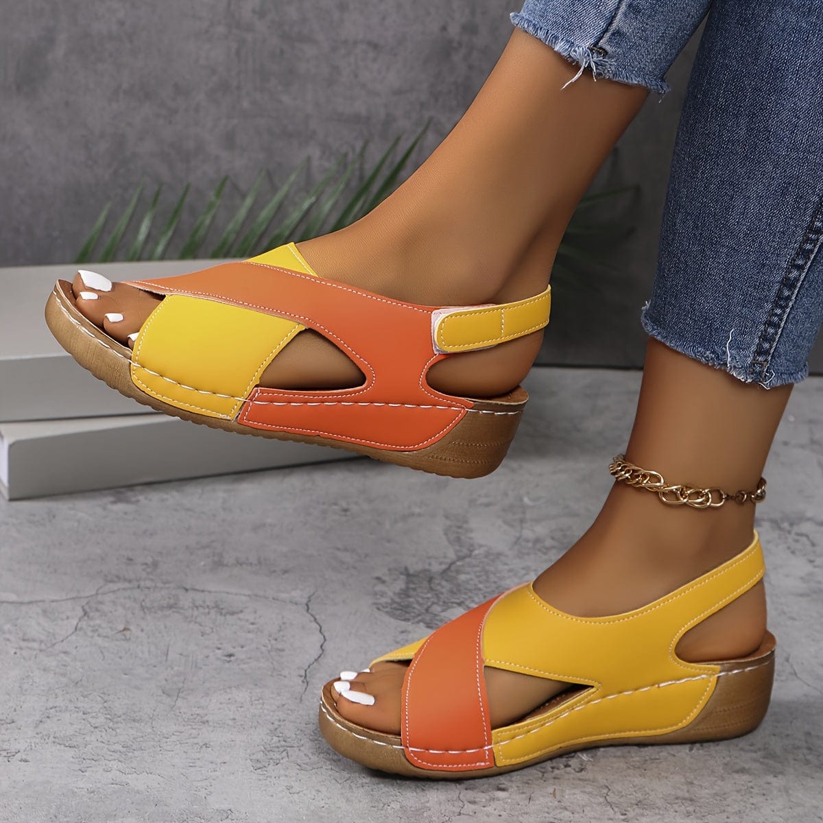 Primadon Damen Sandalen Orange / 36 Tilda | orthopädische Keilsandalen für Damen komfort