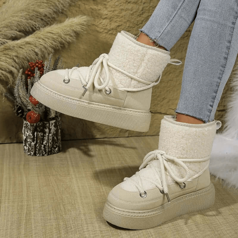 Primadon Damen Schneestiefel Weiß / 3 Amelie | Elegante Damenstiefel mit Kunstfell für Winter