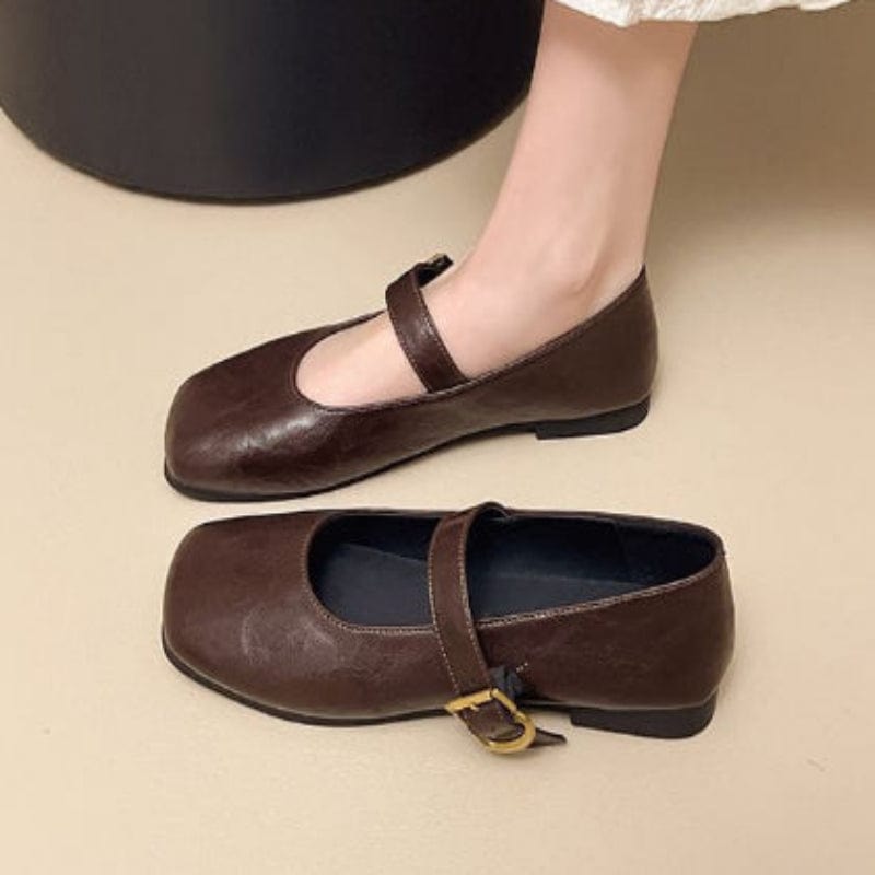 Primadon Damen Schuhe Braun / 35 Clara | Elegante Mary Jane Schuhe für Damen flach