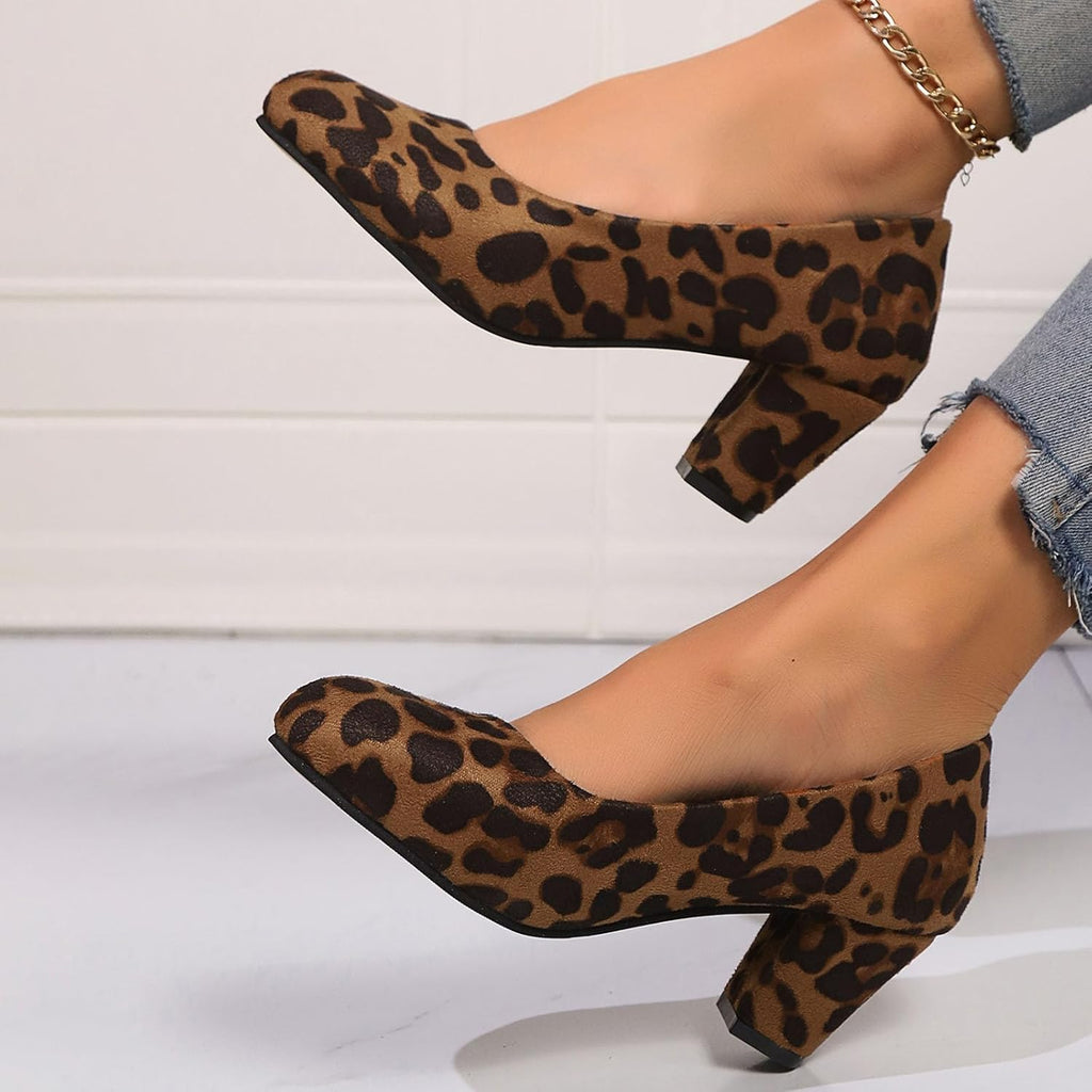 Primadon Damen Schuhe Clara | Elegante Damenpumps mit Leopardenmuster aus Samt