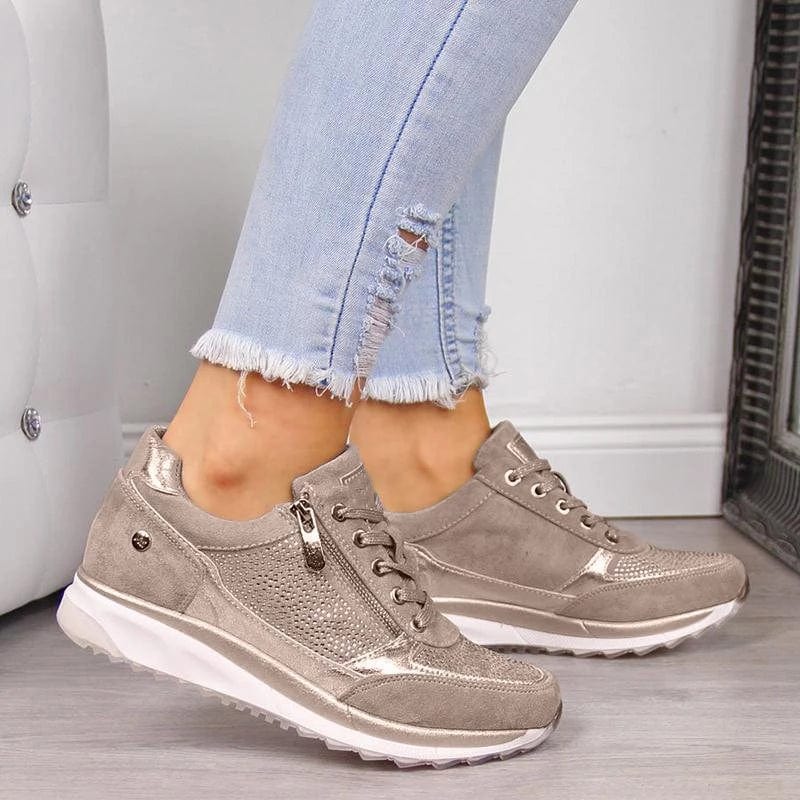 Primadon Damen Schuhe Khaki / 2.5 Frieda | Bequeme Sneaker für Damen mit Fußgewölbeunterstützung