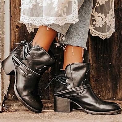 Primadon Damen Schuhe Schwarz / 35 Amelie | Elegante Stiefeletten für Damen mit Schnürdetails
