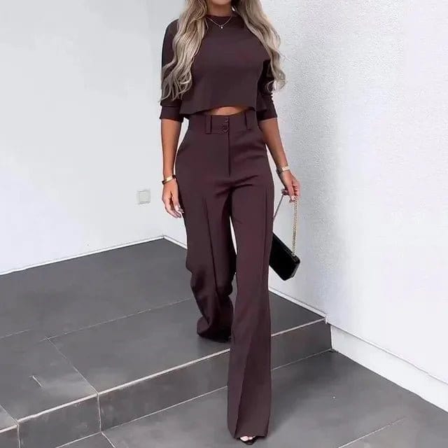 Primadon Damen Sets Braun / S Jette | elegantes Cropped Set für Damen Sommer