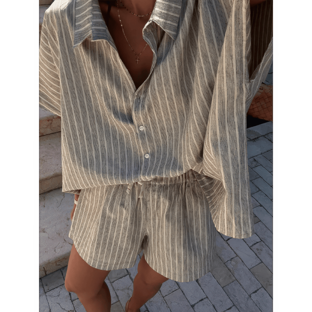 Primadon Damen Sets Lina | gestreiftes Shorts Set für Damen Sommer leicht