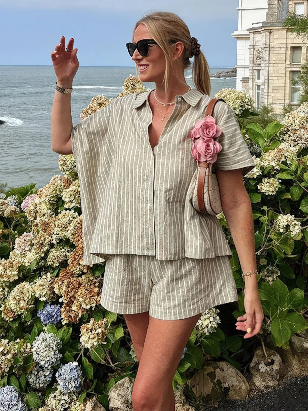Primadon Damen Sets Lina | gestreiftes Shorts Set für Damen Sommer leicht