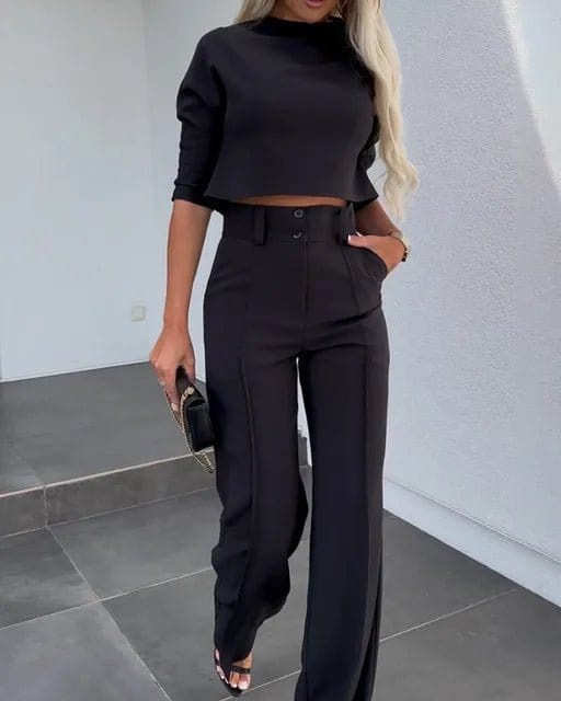 Primadon Damen Sets Schwarz / S Jette | elegantes Cropped Set für Damen Sommer